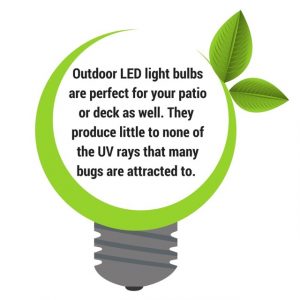 green plant light bulb with text, led lighting outdoor will prevent bugs